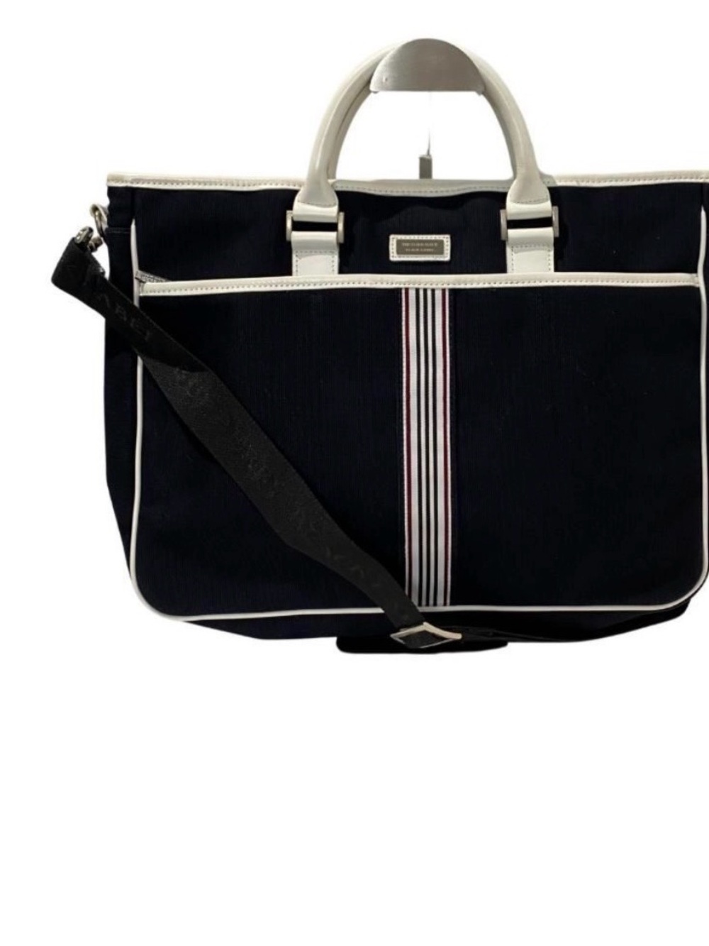 Burberry black label navy white two way laptop/canvas briefcase